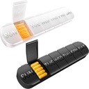 Weekly Pill Organizer 2 Times sehari, Travel Pill Box 7 Day Comparts Large Vitamin Holder, Daily Pil Container 7day XL Medicine Dispenser for Fish Oil Case (2PCS Black-White)