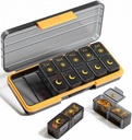 AM PM Pill Organizer 2 Kali sehari, 7 Hari Kotak Pill Weekly Organizer Travel dengan Kontainer Terpisah, Portable Daily Medicine Dispenser Case for Vitamin, Fish Oils, Suppports BlackGold None