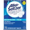 Alka- Seltzer Heartburn + Pain Effervescent Aspirin + Antax Tablet, Fast Heartburn Relief dan Acid Intervention, Relief Pain, 72 Ct