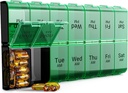 Ekstra Large Pill Organizer 2 Kali sehari, XL 7 Hari Pill Box AM PM, Jumbo Weekly Pill Case, Daily Night Oversized Medicine Organizer, Vitamin Holder, Big Pill Container, Dua kali Pengelola Pil KB