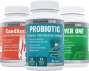 Keseimbangan 1 3 Bulan Kit 124; Probiotic, CandAssist, Liver One 124; 15 Milyar CFU Probiotic Elebics 124; Natural Cleanse dengan Caprylic Accid 124; Liver Dukungan dengan Milk Thistle