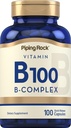 Piping Rock Vitamin B-100 Kompleks 124; 100 Capsules 12.4; Vitamin B12, B1, B2, B6 124; Non-GMO, Gluten Free Suplemen