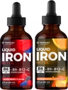 Tambahan Besi Liquid, Iron Drops, Perempuan dan Pria, B6, B9, B12, Vitamin C, Anemia, Pembangun Darah, Membusuk, Sel Darah Merah, Dukungan Imune, MCT Oil, Citrus, Campuran Berry