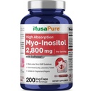 NusaPure Myo- Inositol 2800mg, 200 Capsules, Tambahan Kekuatan Ekstra, Non- GMO