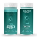 Iwi Omega-3 Minis & Brain Omega-3 Bundle, 30 Pelayan, Tanaman Vegan - Dibased Algae Omega 3 dengan EPA + DHA, Krill & Fish Oil Alternatif, Tidak Ada Fishy Aftertaste