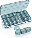 Pill Organizer 3 Kali Hari, 7 Hari Pill Box - Acedada Kontainer Wisata Mingguan, Large Medicine Dispenser Case Suplemen Hoder, Blue