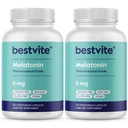 BESTVITE Melonatin 6mg (240 Vegetarian Capsules) (120 x 2) - Tidak ada Stearat - Vegan - Non GMO - Gluten Bebas
