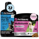 Omega 3 Fish Oil & Multivitamin Max Strengle Bundle: Wild Caught Omega 3 Suplement & 15 in-1 Dog Vitamin for Skin, Coat, and Health (32oz)