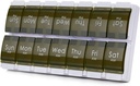 2 Mingguan Pill Box, MOLN HHIMY 7 Day Pill Organizer 2 kali sehari, Kontainer pil KB MINGGU untuk Menahan Kesehatan, Minyak Ikan Vitamin (Hijau)