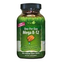 Irwin Averal One-Hari Mega B-12 1.500mcg High Potylcobalamin - Fast Enhanced Absorpsi dengan MCT + Asian Ginseng - Natural Energy Boost - 60 Liquid Softgeels