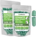 XPRS Nutra Vegan Ukuran 00 Terpisah Kapsul - 100 Count Premium Kosong Kapsul Terpisah di Bags - 00 Pil Kosong untuk Tambahan DIY (Sage Green)