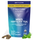 Blue Stork Men 's Fertility Tea: Suplemen Kesuburan Organik untuk Pria, Teh Hijau, Root Maca, dan Ginkgo Biloba untuk Kesehatan Reproduktif Pria, Mint, 15 Sakhets