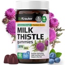 BIO KRAUTER Milk Thistle Detox Gummies - 1500 mg Kekuatan - 60 Chews - Silymarin Milk Thisle Suplemen - Vegan Gelatine- Free Formula