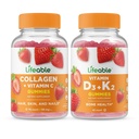 Lifeable Collagen & Vitamin C + Vitamin D3 + Vitamin K2, Gummies Bundle - Great Tasting, Vitamin Suplemen, Gluten Bebas, GMO Bebas, Gummy Chewable
