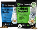 Cat Skin & Coat Health & Hairball Dukung Bundle: Omegas & Biotin Chews for Shiny Coat & Furball Remedy (Chicken 30- Day Suppply)