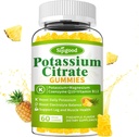 Potasium Citrate Gummies - Tambahan Potency Potasium Tinggi untuk Kesehatan Muscle, Penjejakan Kram Kaki, Keseimbangan Elektrolit - Vegan, Non-GMO, Bebas, Pineapple Flavor, 60 Count