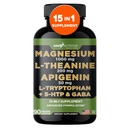 Gade Nutrition Magnesium Glycinate & Magneisum Suplemen dengan Apigenin, L Theanine 200 mg, 5 HTP, GABA Calm Brain Booster Supplemen Bantu Ashwagandha L Tryptophan