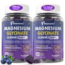 Magnesium Glycinate Gummies 500mg / 250mg untuk Teens Anak Dewasa, Sugar Free Magnesium Calm Aid, Anak-anak Sleep Gummies dengan L- Theanine Glycine B6 untuk Tenang, Muscle, Relax Brain, No Melonaciin, 2Pack