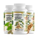 GreeNatr Ginko Biloba & Panax Ginseng Suplement - Red Ginseng Brain Suplemen untuk Memori dan Fokus - Ginkgo Biloba Suplemen untuk Good Vision, Simiune System dan Peningkatan Aliran Darah - 3 Botol