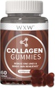 WXW Hydrolyzed Collagen Peptides Gummies for Women, Non-GMO Anti- Aging Formula dengan Biotin, Zinc, Vitamin C & E untuk Rambut, Skin dan Nails 124; 60ct, Vanilla Unflatored