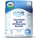 KOS Calming Blue Spirulina Blend- USDA Certified Organic - Algae Superfood Powder with Ashwagandha Root, Lemon Balm, Reishi Mushroom, B Vitamin - Berry Coconut Cooler Flavor, 28 Servis