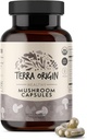 TERRA ORIGIN Kompleks Mushroom Heally Suplemen 124; 90 Capsules 124; Reishi, Lions Mane, Changa, Cordyceps, Maitake 124; Imune & Nootropic Brain Dukung 124; Sertifikasi USDA Organik, Non GMO, Vegan