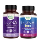 Sarjana Tersedia Tidur Aid Bundle 124; Luna Dewasa & Luna Kids Sleep Aid with Natural Ingreations (Meltonin, Chamomile, Valerian) untuk Deep Sleep and Relaxation (120 Count)