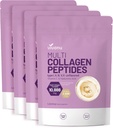 VivoNu Multi Collagen Peptides Powder, 16 Oz Hydrolyzed Protein Peptides 124; Type I, II, III, X dengan Acid Hyaluronic, Biotin C UnVitamin Keto Paleo Frid, Ez Mix dalam Minuman (4LB / 4Pack)