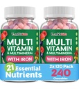 Anak-anak YUM-V Multivitamin dengan Besi - Anak-anak Dikunyah Multivitamin - Vitamin + Tambahan Besi - Toddler Vitamin untuk 2 Tahun +, Kosher, Halal, Gluten Gratis 120 (Paket 2