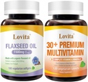 Lovita Cold- Menekan Flaxseed Oil & Premium Multivitamin untuk Dewasa 30 + Nutrients Bundle (Vegetarian)
