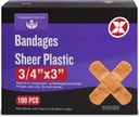 Adhesive Bandage - Kotak 100 3 / 4 "Fleksible Sheer Plastic Bandages for Cuts, Scrapes, Burns - Lateks Bebas, Sterile Small Bandages