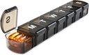 XL Weekly Box Organizer 7 Day, 1 Week Jumbo Pill Case One Time a Day, MOLN HIMY Medical Container to Hold Mediccation, Vitamin, Fish Oils and Supplemen (Hitam)