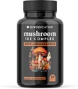 Peralatan Kompleks Jamur Organik dengan Ashwagandha. Singa Mane, Reishi, Cordyceps, Chaga, Turkey Tail & More - Focus, Energy, and Brain Booster (90 Count)