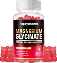 Magnesium Glycinate Gummies 1000mg - Sugar Free Magnesium Potasium Suplemen dengan Vitamin D, B6, CoQ10 untuk Calm Mood & Sleep Dukungan - 60 Strawberry Gummies.