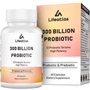 300 Milyar Produksi CFU - Probilisasi untuk Perempuan dan Pria, 12 Strain Probiotis Plus Prebiotik, untuk Imune & Digetical, Kesehatan Gut, Bloating Gas, Shelf Stable - 60 Caps
