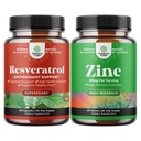 Bundle of Youthful Trans Resveratrol - Resveratrol Capsules with AMPK Activator for Cellular Health & Vitalitas dan Zinc 50mg Immune Supplemen - Zinc Complex to Enhance Hair & Nails