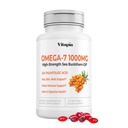 Vitapia Omega 7 Buckthorn Berry Oil 1000mg for Hair, Skin, Nails, Heart Health Support - 34% Palmitoleic Acid & Natural Omega 3 6 9 Fatty Acids Supplemen - 120 Capsules, Non-GMO, Gluten- Free