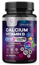 Kalsium 1200 mg dengan Vitamin D3, Calcius Tambahan Vitamin, Bone, Teeth & Imune Health Support, Calcium Suplemen D untuk Perempuan & Men, Nature 's Absorbable Calcium Carbonate - 60 Tablet