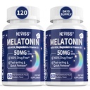 Melonasin dalam 50 mg untuk Orang Dewasa - Ekstra Kekuatan 9-1 Dissolve Sublinual - Dose Tinggi dengan Magnesium Glycinate, Vitamin D3, Ashwagandha, Lemon Balm, Chamomile, Sugar Free, Vegan 120 tablet