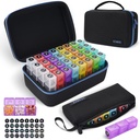 Monthly Pill Organizer 3X sehari dengan Portable 7- Day Travel Medicine Organizing Bag, Kotak Pil Besar dengan 32 Daily Comparts, 30 Day Pill Caster Medicine Organizer untuk Vitamin, Suplemen dan Medikasi
