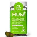HUM Celery Fiber Gummies for Adules, First Prebiotic Celery Juice Gummy, Gluten Free Fiber Suppportion, Gut Health, Greens Gummies, Chlorophill & Prebiotic Fiber, 60 Count