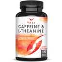 ValI Caffeine 50mg & L Theanine 100mg - Caffeine Pills & L-Theanine untuk Smart Energy & Focus Supplement. Nootropic Brain Booster Cognitive Dukung Stack & Focused Clarity. 120 Veggie Capsules