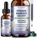 (2 Packs) Potasium Magnesium Tambahan Cairan - 200mg Potasium & 600mg Kompleks Triple Magnesium Liquid Citrate Minyak Tinggi Potasio Mendukung Tulang, Otot, Krisis Kaki