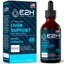Liver Cleanse Detox & Repair - Herbal Liver Dupliver Dukungan Thistle Milk Silymarin Suite Support with Dandelion Root, Chanca Piedra, Turmeric Root & Artichoke Extract - 2 Fl Oz by E2H