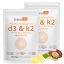 2 Bag Vitamin D3 K2 Suftgel, Vitamin D3 K2 Softgel dengan 10.000 IU Supports IU Imune, Heart, Teeth & Bone Health, Bebas GMO, Gluten, Soy