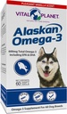 Planet Vital - Alaska Omega-3 Tambahan Minyak Ikan untuk Anjing dengan 600mg dari Omega-3, Tinggi di DHA dan EPA dari Sustaindably Berdaya Wild Caught Cold Water Fish, 60 Vanilla Softgels