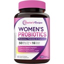 Dokter 's Recipes Women' s Probiotic, 120 Caps 50 Milyar CFU 16 Strains, dengan Organik Cranberry, Digetical Ammune Vaginal & Urinary Health, Shelf Stable, Deminded Release, No Soy Gluten Dairy
