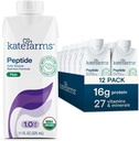 Kate FARMS Organik Peptida 1,0 Formula, Plain, Sole- Sumber, Tanaman Hidrolized - berbasis Nutrition untuk Oral atau Pipa, 11 Fl oz (12 Pack)