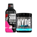 PROSUPPS L- Carnitine 3000 Stimulant Free Liquid Shots (31 Servings, Dragon Fruits) dan Hyde Max Pompa Poster Workout untuk Pria dan Wanita (20 Servis, Blue Razz) Bundle