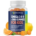 Omega 3 6 9 + DHA Gummies for Kids - Vegetarian, Plant-Based Fish Oil dengan DHA dan EPA for Children 2 + untuk Mendukung Pembangunan Tubuh dan Otak - Tak Ada Rasa Ikan - Lemon dan Orange Flavors - 60 Count
